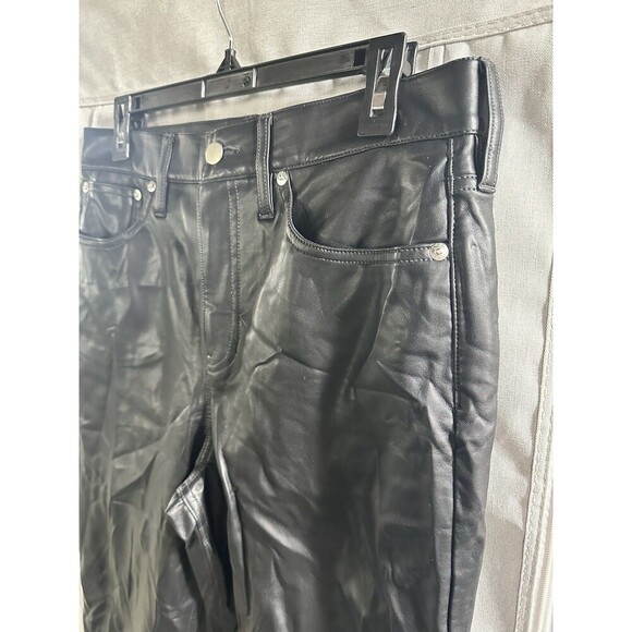 J.‎ Crew Faux Leather Straight Leg Pants Size 29 Sleek Black Pleather High Rise - Picture 4 of 9